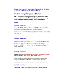 References from LPP Lecture on Research for Reviews of Current Exhibitions (23 October 2015)