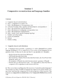 Seminar 5 Comparative Reconstruction and Language Families