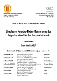 Simulation Magnéto-Hydro-Dynamiques Des Edge-Localised-Modes Dans Un Tokamak