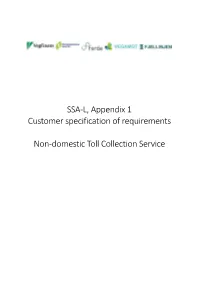SSA-L Appendix 1 Customer Specification of Requirements
