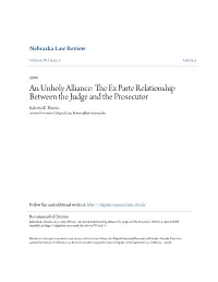 The Ex Parte Relationship Between the Judge and the Prosecutor Roberta K