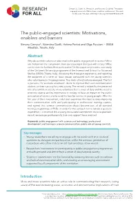 The Public-Engaged Scientists: Motivations, Enablers and Barriers