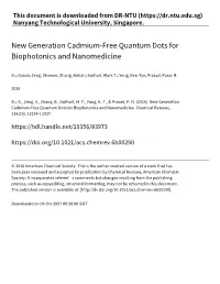 New Generation Cadmium‑Free Quantum Dots for Biophotonics and Nanomedicine