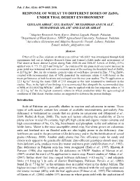 RESPONSE of WHEAT to DIFFERENT DOSES of Znso4 UNDER THAL DESERT ENVIRONMENT
