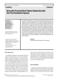 Reversible Proximal Renal Tubular Dysfunction After One-Time Ifosfamide Exposure