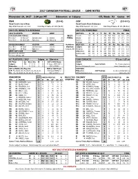 2017 Cfl Game Notes – West Final • Edmonton at Calgary