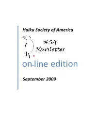 Fall 2009 HSA Newsletter