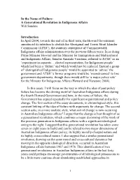 In the Name of Failure: a Generational Revolution in Indigenous Affairs Will Sanders