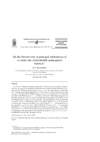 On the Perron Roots of Principal Submatrices of Co-Order One of Irreducible Nonnegative Matricesୋ S.V