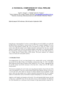 A Technical Comparison of Coal Pipeline Options