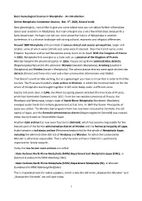 Basic Genealogical Sources in Westphalia – an Introduction Online Westphalia Connection Session, Dec