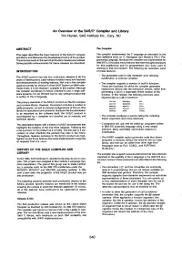 Compiler and Library Tim Hunter, SAS Institute Inc.; Cary, NC