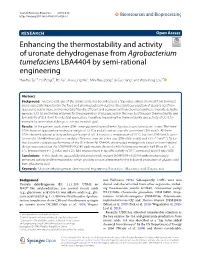 Enhancing the Thermostability and Activity of Uronate Dehydrogenase from Agrobacterium Tumefaciens LBA4404 by Semi-Rational Engi