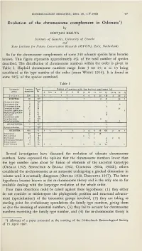Evolution of the Chromosome Complement in Odonata1)