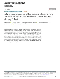 Multi-Year Presence of Humpback Whales in the Atlantic Sector of The