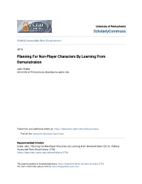Planning for Non-Player Characters by Learning from Demonstration