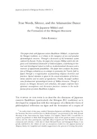 True Words, Silence, and the Adamantine Dance on Japanese Mikkyo and the Formation of the Shingon Discourse