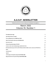A.A.S.P. Newsletter