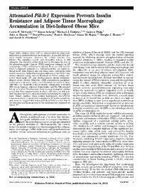 Attenuated Pik3r1 Expression Prevents Insulin Resistance and Adipose Tissue Macrophage Accumulation in Diet-Induced Obese Mice Carrie E