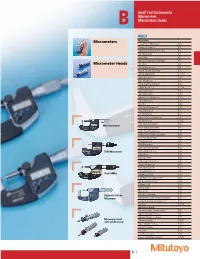 B-1 Small Tool Instruments Micrometers Micrometers Heads