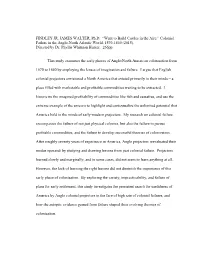 Colonial Failure in the Anglo-North Atlantic World, 1570-1640 (2015)