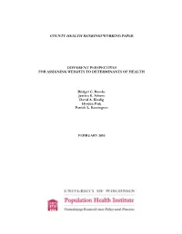 Different Perspectives for Assigning Weights to Determinants of Health