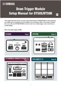 Drum Trigger Module Setup Manual for DT50S/DT50K