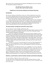 Guidelines on the Christian Calendar and Christian Holy Days