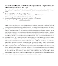 Kinematics and Extent of the Piemont-Liguria Basin