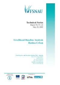 Technical Series Livelihood Baseline Analysis Baidoa-Urban