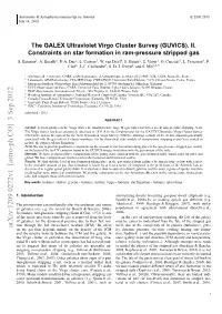 The GALEX Ultraviolet Virgo Cluster Survey (Guvics). II. Constraints on Star Formation in Ram-Pressure Stripped