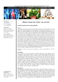 History of Men Test Cricket: an Overview Received: 14-11-2020