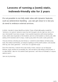 (Semi) Static, Indieweb-Friendly Site for 2 Years