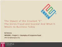 The Enron Fraud and Scandal and What It Means to Business Today