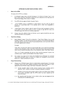 Appendix 4 Approved Player Points System (“Apps”)
