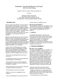 How Much Evaluation Is Enough? IEEE VIS 2013 Panel