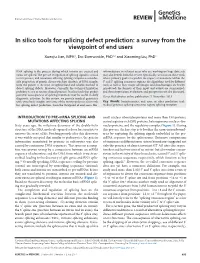 In Silico Tools for Splicing Defect Prediction: a Survey from the Viewpoint of End Users
