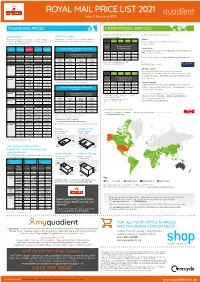 ROYAL MAIL PRICE LIST 2021 from 1 January 2021