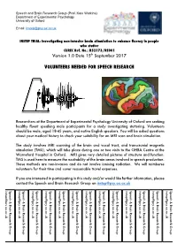 Volunteers Needed for Speech Research