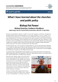 What I Have Learned About the Churches and Public Policy Bishop