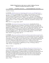 Wildlife Without Borders-Latin America and the Caribbean Program Summary of Projects from Fiscal Year 2009