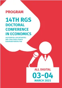 14Th Rgs Doctoral Conference in Eco­Nomics Digitization: Opportunities and Challenges from a European Perspective