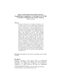 Impact of Job Satisfaction and Job Control On