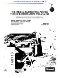The Criminal Investigation Process Volume Iii: Observations and Analysis