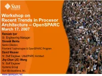 Workshop on Recent Trends in Processor Architecture