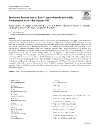 Agronomic Performance of Brassicaceae Oilseeds in Multiple Environments Across the Western USA