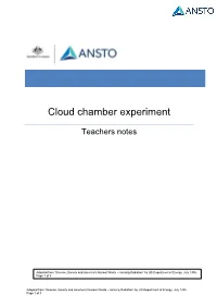 Cloud Chamber Experiment