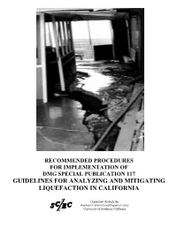 Guidelines for Analyzing Mitigating Liquefaction in California
