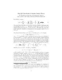 Introduction to Analytic Number Theory the Riemann Zeta Function and Its Functional Equation (And a Review of the Gamma Function and Poisson Summation)