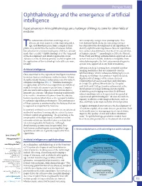 Ophthalmology and the Emergence of Artificial Intelligence
